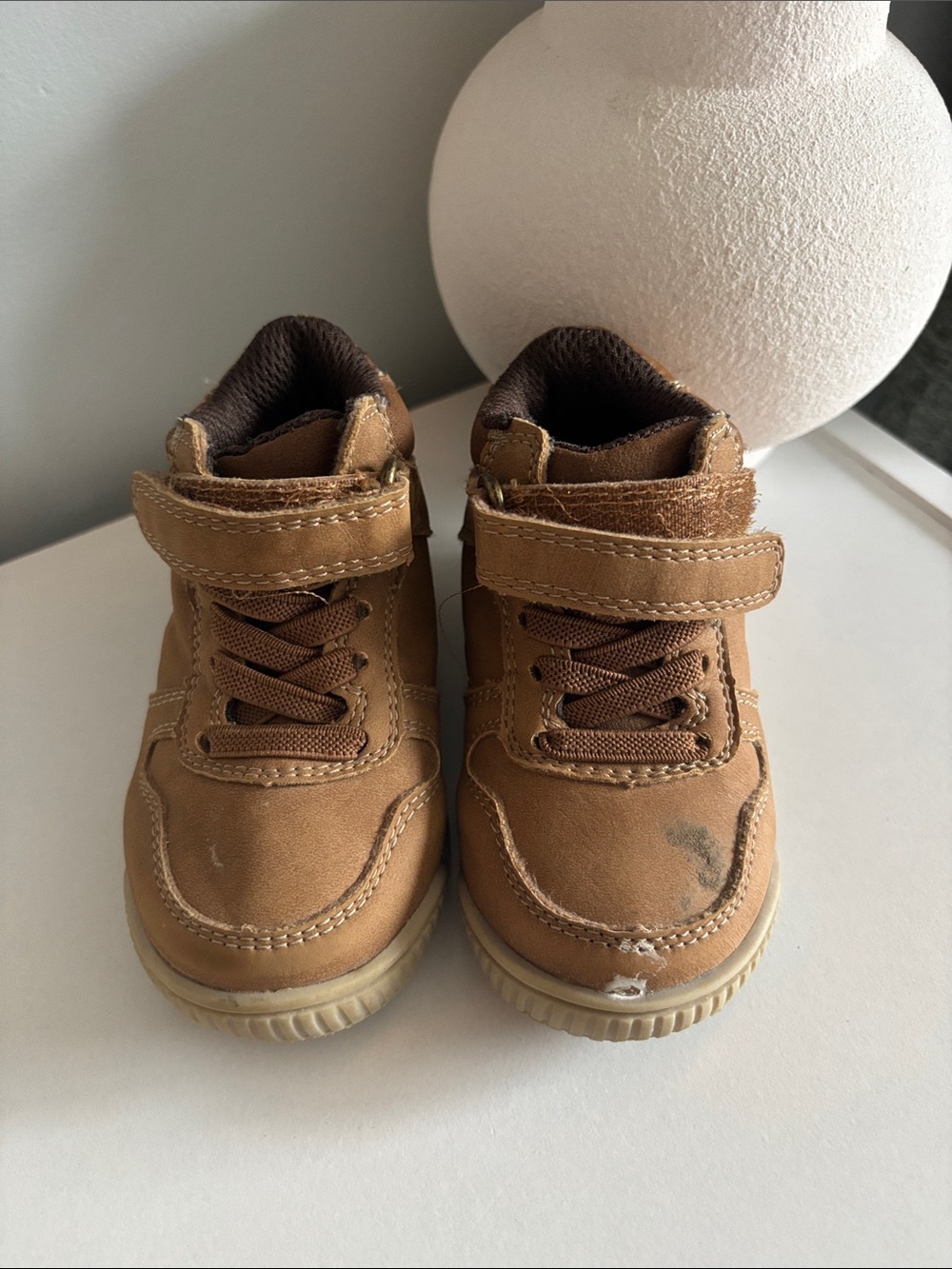 Kids Tan Casual Hook-and-Loop Sneakers